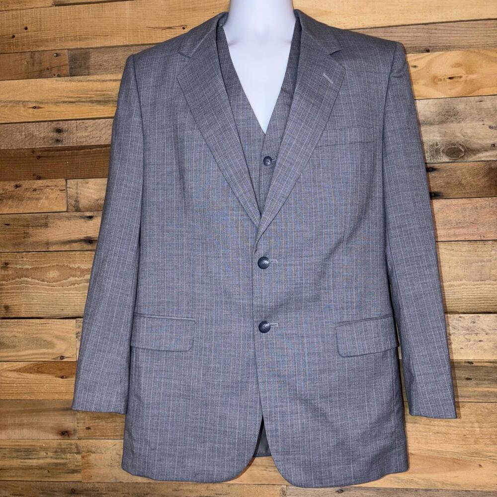 Austin Manor Blazer Vest Set Men’s 41L Light Blue Gray Business Wedding Classic